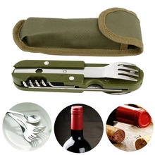 Outdoor Folding Tableware Spoon/Fork Multi Hiking Camping Utensil Reusable Picnic Gear Stainless Steel Travel Dinnerware Kit 2024 - buy cheap