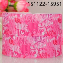 free shipping 50yards 7/8 " 22 mm hearts pattern Valentine prints grosgrain ribbon tape hairbow 2024 - buy cheap