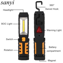 Ultra Bright COB + Luz LED Tocha Lanterna Lâmpada de Trabalho Magnética Com Ímã Gancho para Camping Esporte Ao Ar Livre Alimentado Por 3 * AAA 2024 - compre barato