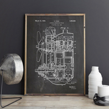 Impresiones de lienzo de patente de motor de combustión interna, arte de pared de tren, póster, decoración de habitación, pintura de Blueprint, regalo, decoración de pared 2024 - compra barato