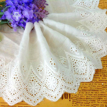 14 Yards 100% Cotton Lace Eyelet Embroidery AppliqueD Lace Flower Trims 3d wedding 9Cm 2024 - buy cheap