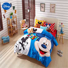 Azul mickey mouse consolador capa conjunto rainha gêmeo rei tamanho disney minnie roupa de cama única capa travesseiro doce presente menino 2024 - compre barato