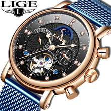 LIGE 2019 business watch men Automatic Luminous clock men Tourbillon waterproof Mechanical watch top brand relogio masculino 2024 - buy cheap