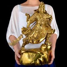 45CM large-HOME SHOP hall lobby Shop efficacious Talisman Money Drawing god of wealth GOLD Guan gong Guandi brass art sculpture 2024 - buy cheap