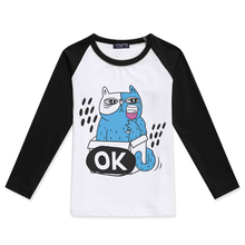 2019 New Arrival Boy T Shirts Children Girls Raglan Long Sleeve Tops Funny Cat Printed O-Neck Fashion Cotton Tshirt Kids Shirts 2024 - buy cheap