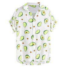 Hawaiian Shirt Avocado Print Men Shirt Turn-down Collar Short Sleeve Casual Beach Camisas Hombre Men Streetwear Camisa Masculina 2024 - buy cheap