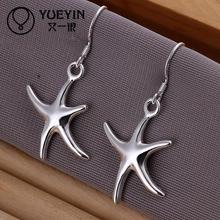 Pentagram earrings Wholesale silver plated long Dangle earrings for women wedding jewelry inaures Inlaid stone 2024 - buy cheap