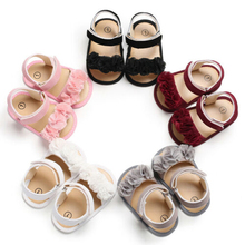 Nova moda infantil bebê menina sola macia renda flor sandálias sapatos de verão criança 2024 - compre barato