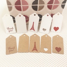 100Pcs/lot Kraft Paperboard Tags Hand Made With Love 4x2cm Small Heart and Thank You Pattern for Jewelry Gift Bag Head Tags 2024 - buy cheap
