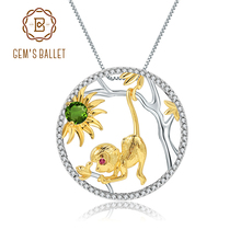 GEM'S BALLET Natural Chrome Diopside 925 Sterling Silver Handmade Monkey Clever Pendant Necklace For Women Zodiac Jewelry 2024 - buy cheap