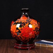 Jingdezhen cerâmica vaso arranjo de flores moderno chinês simples esmalte cristal casa sala estar decoração artesanato 2024 - compre barato