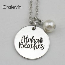 ALOHA BEACHES Inspirational Hand Stamped Engraved Charm Custom Pendant Female Chain Necklace Gift Jewelry,10Pcs/Lot, #LN2218 2024 - buy cheap