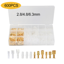 600PCS 2.8/4.8/6.3mm Female Male Spade Crimp Terminals Sleeve Wire Wrap Connector for 22-16 AWG with box 2024 - buy cheap