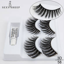 SEXYSHEEP 2 pairs Natural False Eyelashes Fake Lashes Long Makeup 3D Mink Lashes Eyelash Extension Mink Eyelashes glue 2024 - buy cheap
