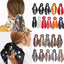 2019 New Floral Print Women Hair Scarf Elastic Hairband Bohemian Scrunchie Bow Hair Rubber Ropes Girls Hair Ties Accessories 2024 - buy cheap