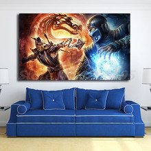 Mortal Kombat Скорпион Vs минусовой обои арт Холст Картина настенное изображение печати для современная домашняя спальня украшения 2024 - купить недорого