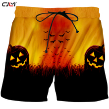 CJLM 3D Printed Bat And Yellow Scenery Polyester Shorts Men's Large Size 5XL Halloween Devil Pumpkin Man Clothing 2024 - buy cheap