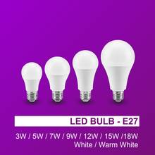 2pcs LED Bulb Lamps E27 220V-240V Light Bulb Smart IC Real Power 3W 5W 7W 9W 12W 15W 18W High Brightness Lampada LED Bombillas 2024 - buy cheap
