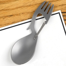 3 in 1 Camping Picnic titanium Spoon Tableware titanium Fork Ultralight pure titanium or Stainless steel Spork 2024 - buy cheap