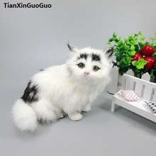 Simulação de gato 16x10x18cm, modelo duro de gato de polietileno & furs preto-branco, adereço de gato, decoração de casa, presente de brinquedo s1803 2024 - compre barato