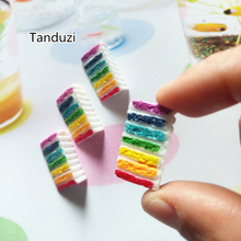 Tanduzi-Pastel de arco iris, cabujón de resina plana, accesorios de comida falsa para el cabello, bricolaje, decoración en miniatura para casa de muñecas, 100 Uds., venta al por mayor 2024 - compra barato