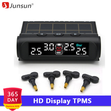 Junsun автомобильный TPMS система мониторинга давления в шинах Солнечная зарядка VA HD цифровой ЖК-дисплей Автоматическая сигнализация Беспроводная с датчиком 2024 - купить недорого