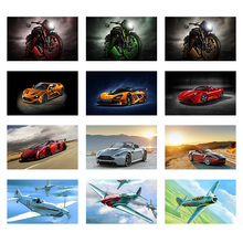 Framed 24 Style Full Drill 5D DIY Diamond Painting "Racing Car Motorbike Tank Warplane Landscape" 3D Embroidery Cross Stitch 2024 - buy cheap