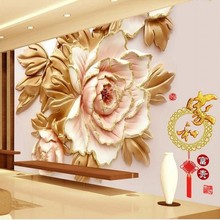 Beibehang de pared personalizado 3d chino peonía flores 3D papel de parede papel pintado para paredes 3 d papeles tapiz decoración del hogar 2024 - compra barato