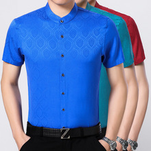 Collar  Lattice 92% Silk Heavy Sand Xian Xian Half Sleeves Satin Shirt Male Silk Shirt Short Sleeves 2024 - buy cheap