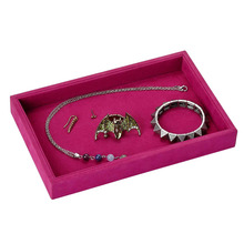 Szanbana bandeja de veludo para bijuterias, organizador de mostruário para pulseira de pingentes de colar, brincos e pulseira (rosa quente) 2024 - compre barato