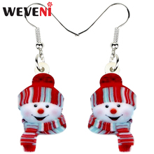 WEVENI Acrylic Cartoon Christmas Smile Snowman Earrings Drop Dangle Decoration Jewelry For Women Girl Gift Charms Ornaments 2018 2024 - buy cheap