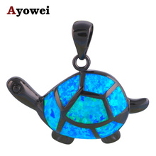 Diseño de marca de tortuga gigante para mujer, colgantes de ópalo de Fuego Azul, sello de plata, joyería de moda OP538A 2024 - compra barato