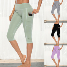 Sift mulher workout capris leggings bolso lateral cintura alta correndo calças de yoga fitness magro secagem rápida casual elástico leggings 2024 - compre barato