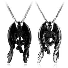 Classic Skeleton Skull Wings Style Black Necklace Pendant With Chain For Men's Big Necklace Punk Devil Angel Maxi Pendant 2024 - buy cheap