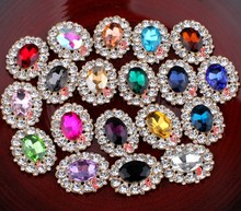 50 unids/lote de botones ovalados de diamantes de imitación para joyería, cuentas de cristal de aleación con reverso plano para adorno de boda, 19 colores 2024 - compra barato