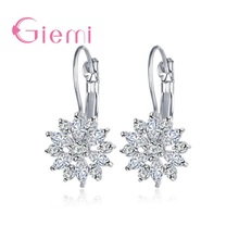 Rhinestones Flower Stud Earrings 925 Sterling Silver For Women Bijoux Vintage Love Wedding Earring Statement Jewelry 2024 - buy cheap