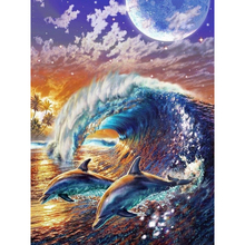 Full Square drill 5D DIY Diamond embroidery Dolphin and waves Diamond Painting Cross Stitch Rhinestone Mosaic decoration 2024 - buy cheap