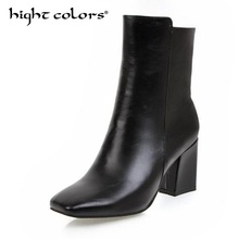 Zapatos Mujer PU Microfiber Leather Martin Boots Side Zipper Chunky High Heel Chelsea Boots Fashion Ladies New Sexy Shoes Woman 2024 - buy cheap