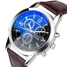 Великолепные Мужские кварцевые часы с синим лучем и стеклом, Модные Аналоговые часы из искусственной кожи, новые часы Sanwony Masculino Reloje 2024 - купить недорого