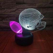 Lâmpada de mesa para capacete de rugby, com visão 3d, luz criativa colorida e moderna para carregamento, luminária de mesa com led estéreo 2024 - compre barato