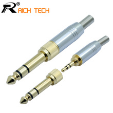 1set 2 in 1 Assembly Wire Connector audio speaker plug with spring 3.5mm jack male screw plug to jack 6.35 male Gold-plated 2024 - buy cheap
