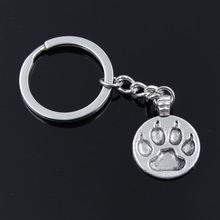 New Fashion Men 30mm Keychain DIY Metal Holder Chain Vintage Bear Paw 28x21mm Silver Color Pendant Gift 2024 - buy cheap