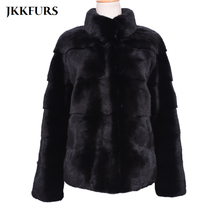 2019 New Mink Fur Coat Natural Genuine Mink Stand Collar Top Quality Imported Mink Fur Jacket Women Natural Black Outwear S7499 2024 - buy cheap