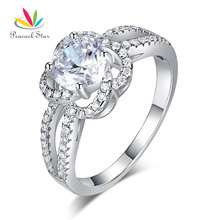 Pavão estrela floral 925 anel de prata esterlina, promessa noivado 1 quilate criado diamante cfr8251 2024 - compre barato