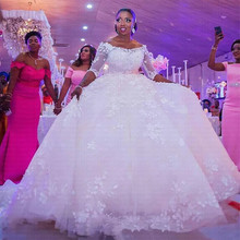 Vestidos de novia africanos de encaje de media manga, hecho a medida con hombros descubiertos vestido de novia, novedad de 2020 2024 - compra barato