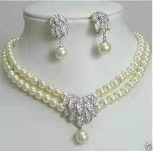 Envío Gratis oferta nuevo estilo> 7-8mm de agua dulce blanco perla collar pendientes hermosa boda/regalo de fiesta 2024 - compra barato