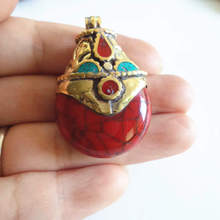 TBP648 Tibetan Simulated Red Resin Drop Vintage Pendants Nepal Handmade Jewelry 2024 - buy cheap