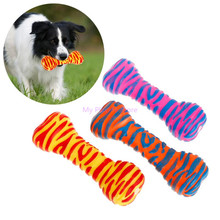 Pet Dog Toys Rubber Bone Shape Stripe Colorful  Sound Toy Dog Puppy Cat Play Interactive Bite Chew Soft Teeth Clean C42 2024 - buy cheap