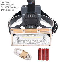 3 Mods COB LED Headlight Headlamp USB Rechargeable Head Lamp Torch 3*18650 Battery Waterproof Hunting Fishing Lighting 2024 - buy cheap