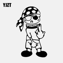 YJZT 10,1 см * 16,5 см Забавный пиратский палец вверх Череп Наклейка виниловая Автомобильная наклейка черный/серебристый C3-1870 2024 - купить недорого